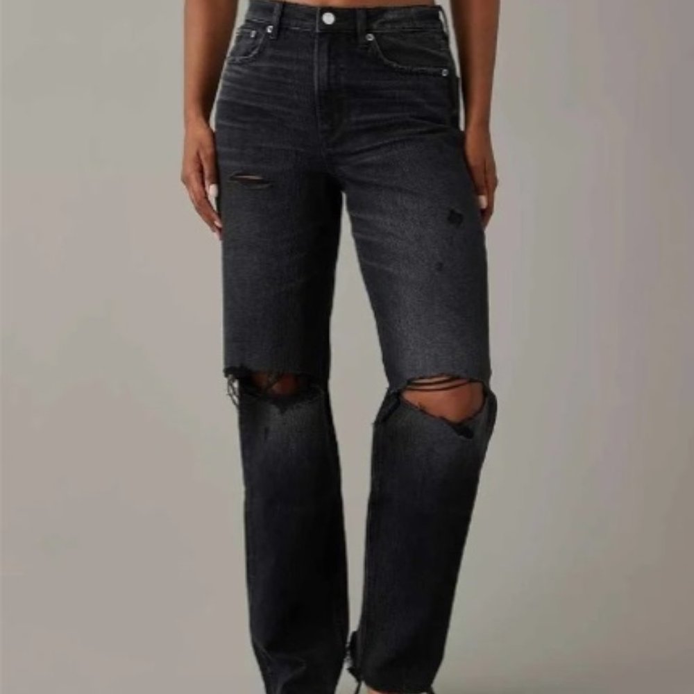 baggy black jeans - high rise strigid - 00 short